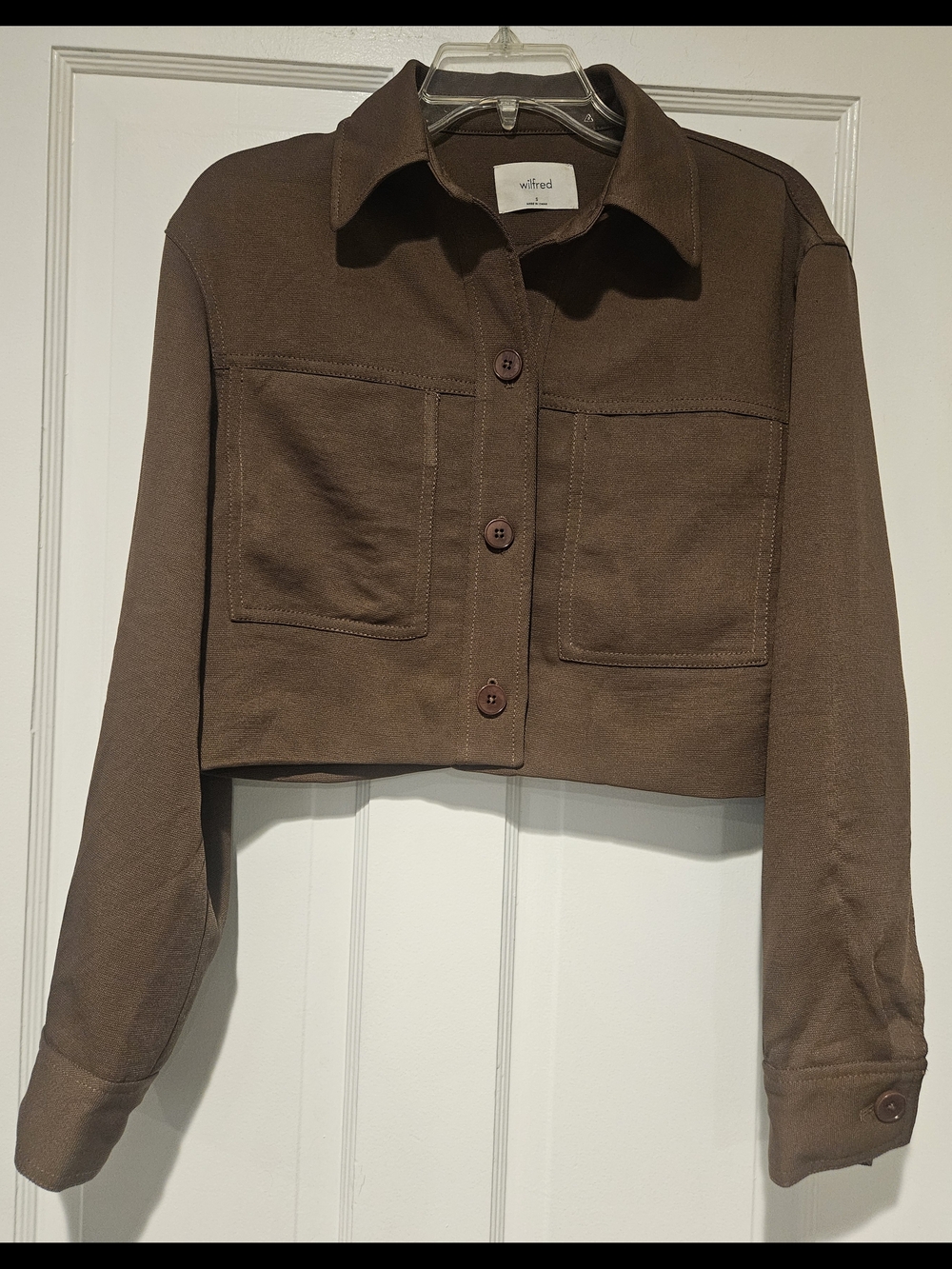 Wilfred Brown Cropped Button-Up Jacket